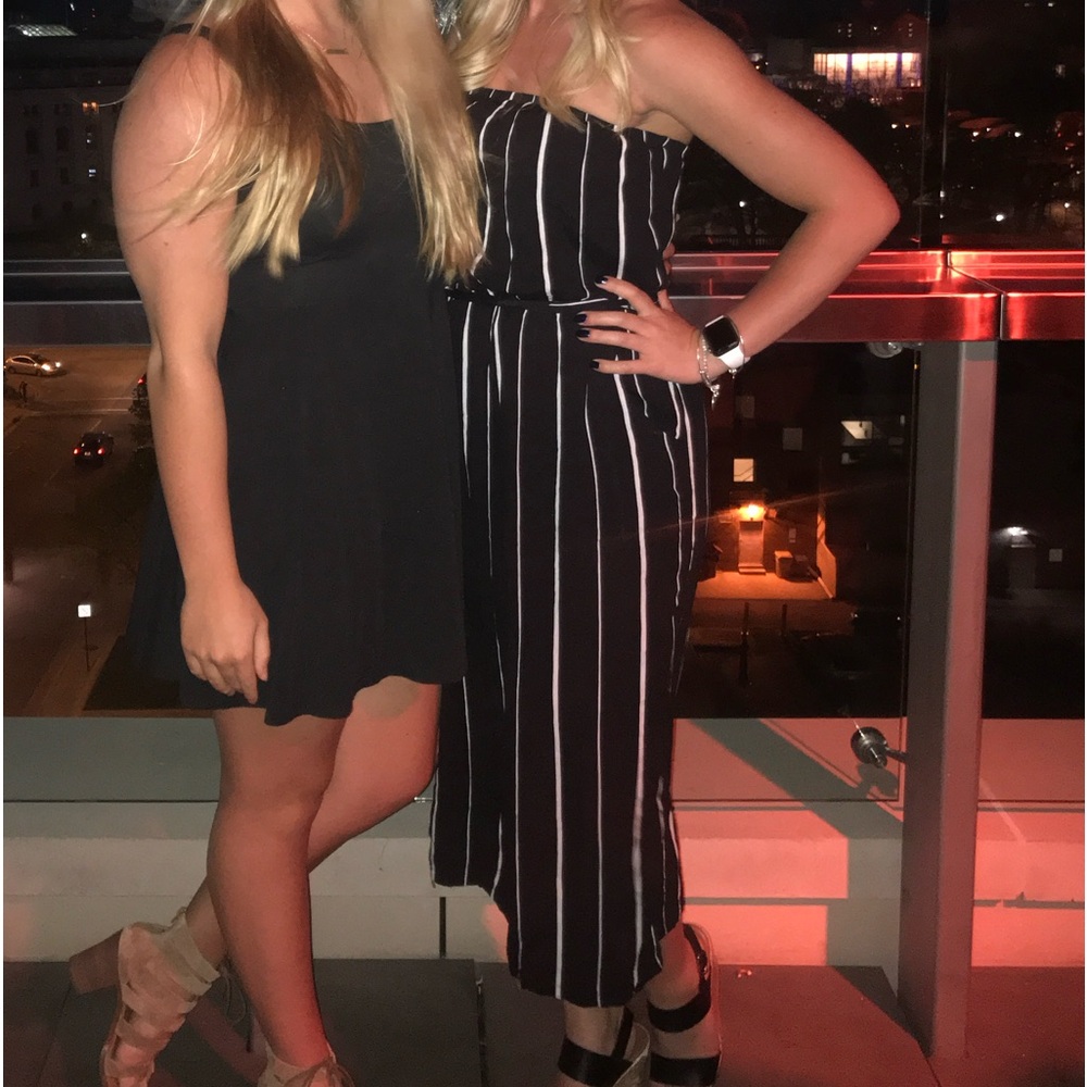 Black Striped Lulus Strapless Jumpsuit!
